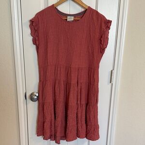 Knox Rose Womens Tiered Ruffle Dress - Rust